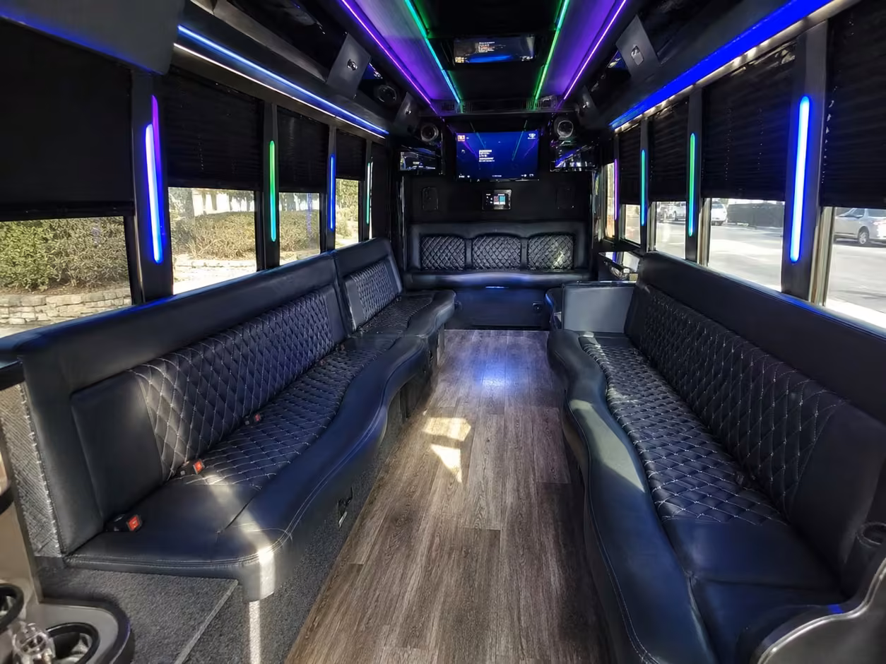 18 passenger party bus inside