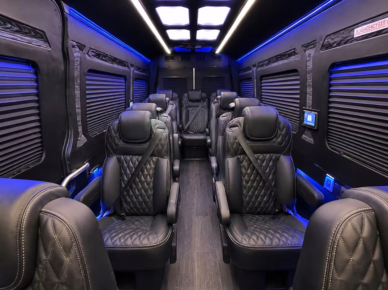 sprinter van rental with driver inside